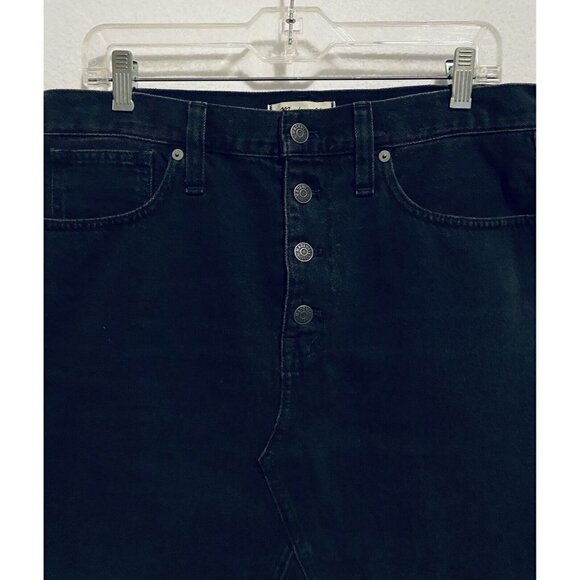 Madewell Skirt Womens 30 Rigid Denim A Line Button Fly Black Mini Boho - Picture 4 of 10